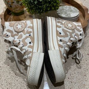 Converse Kids High-Top Sneakers - White and Brown Camo